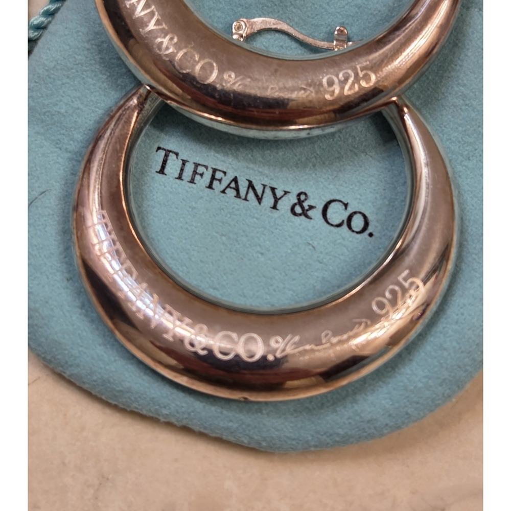 Vintage Tiffany & Co Elsa Peretti 50mm Puffy Hoop Earrings Rare - Picture 2 of 7